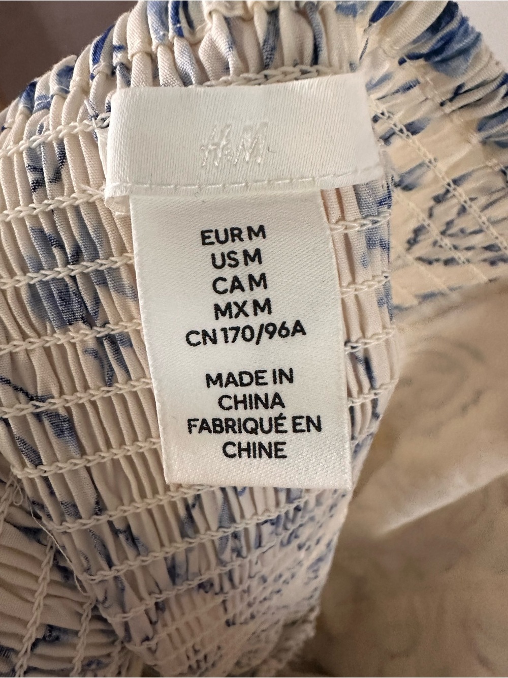 H&M White and Blue Printed Midi Dress with Waist Tie - Picture 2 of 3